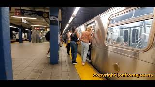 NYC Subway F train pulling into the station (July 2024)