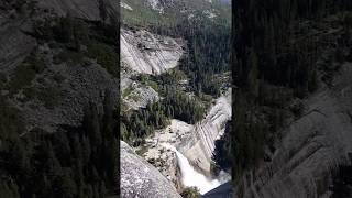 View from the top of Yosemite's Liberty Cap looking down to the top of Nevada Falls