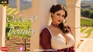 Stunning Natural Older Over 50 Beauty In Sunshiny Vineyards  -  ai art Lookbook Beauty 4K Fashion