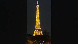 Eiffel Tower lit up with sparked lights.