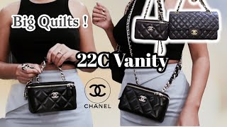 $3,000 CHANEL VANITY WITH CHAIN 22C BIG QUILT LGHW #chanelcruise 🦄