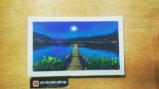 Acrylic Painting | Moonlight and Lake Painting Ideas | Acrylic Challenge | Art