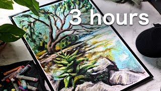 ASMR 3 Hours of drawing with pastels, triggering sounds (no talking)