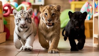 Cute Baby White Tiger💓❤️✨with Cute Baby Lion💓❤️✨ with Cute Baby Black Panther💓❤️✨