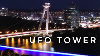 UFO Tower Bratislava - noční výhled z plošiny