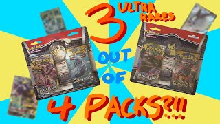 how many ultra rares can we get out of 4 packs?... THREE!!?! | Opening two TWO-PACK PIN BLISTERS!!