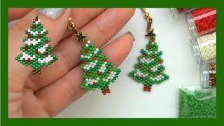 ARBOLITO DE NAVIDAD CON NIEVE /PEYOTE BRICK STITCH