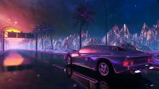 Night Driving To Neon City - Neon Retrowave/Synthwave Motion Graphics Background Video