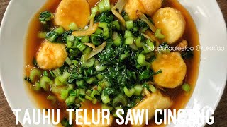 Tauhu Telur Sawi Cincang (Stir Fry Egg Tofu and Chopped Mustard in Oyster Sauce)