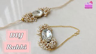 DIY Rakhi making idea |Easy stunning rakhi making at home| best pearl rakhi at home