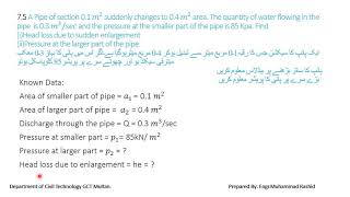 Major Head Loss and Minor Head Loss Numerical Problems