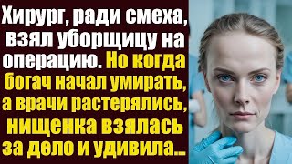 Хирург, ради смеха, взял уборщицу на сложную операцию  Но когда богатый пациент начал умирать