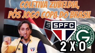 Coletiva pos jogo, São Paulo 2 x 0 Goiás, Tecnico Zubeldia. Dedicou Vitoria ao Alisson e Pablo Maia