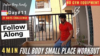 DAY 11 -  4 MIN FULL BODY SMALL PLACE WORKOUT | TABATA | vlog #65