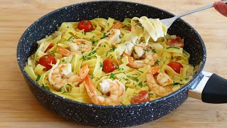 This Is The Most Delicious Pasta I've Ever Eaten! Pasta With Shrimp In Creamy Sauce!