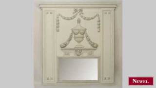 Antique French Louis XVI white painted trumeau mirror with