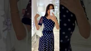 vestido moda evangélica bolinha gode