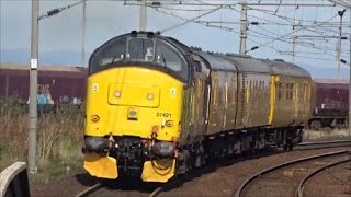 DBSO 9703 & 37421 Colas Rail Freight Pass Newton-on Ayr 03/10/16