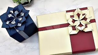 GIFT BOX WRAPPING IDEAS |  HOW TO WRAP A GIFT with ORIGAMI FLOWER (Hydrangea) | I.Sasaki