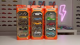 Unboxing new Matchbox 5-Packs from 2022: Autobahn Express III, City Adventure III & MBX Mountain II