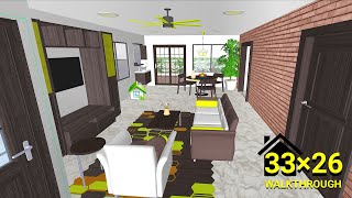 33×26 feet 3D house design • 26x33 modern house design