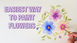 Easiest Way To Paint Watercolor Flowers | Easy Watercolor Tutorial For Beginners