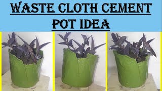 waste cloth use to make cement flower pots for garden beauty - garden cement craft idea - diy cement