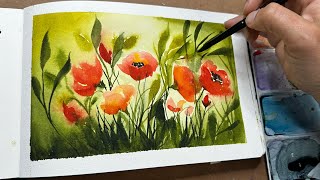 Watercolor Journal Day 88 (Magical Poppies)