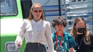 Ben Affleck Wraps His Arm Around J Lo’s Child Emme, 14, As They Visit Him On Set