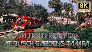 Steam Train Ride POV Video (Busch Gardens - Tampa, Florida) - From Stanleyville to Nairobi - 8K Ride