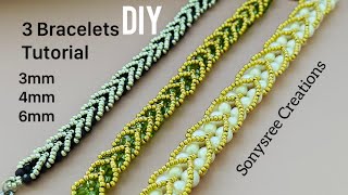 Sunday Fun Bracelets || 3 Tutorials in one video || 6mm,4mm,3mm crystal Bracelets ||