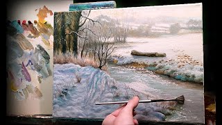 Рисуем солнечный зимний день за сеанс|как рисовать полдень|how to draw a winter landscape