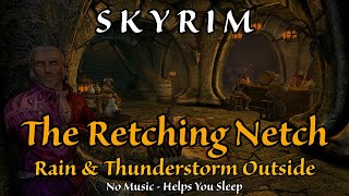 Skyrim -  Cozy Tavern Ambience With Outdoor Rain Sounds, No Ads.