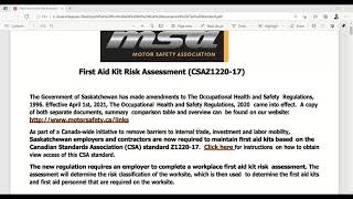 First Aid Kit Risk Assessment Training - CSA Standard Z1220 17