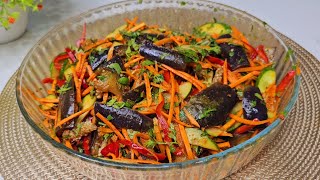 Korean style eggplant. Incredibly delicious salad.