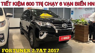 ✅ Tiết kiệm 600 tr so với xe mới| Có Toyota Fortuner 2.7AT 2017 màu đen máy xăng đi 6 vạn biển HN