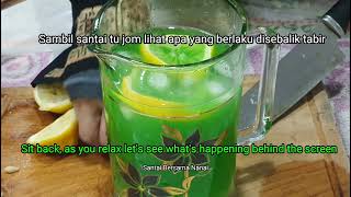 Jus Lemon, Pandan dan Mangga Nata De Coco (Lemon, Pandan and Mango Nata De Coco Juice)