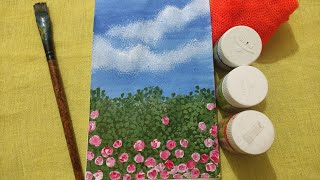 Simple painting for beginners | Easy drawing by using only 5 colours and a net