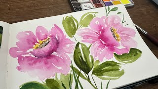 Watercolor Journal Day 123 (Peonies)