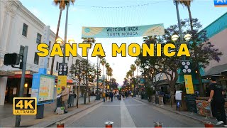 Walking in Downtown Santa Monica - 3rd Street Promenade to Santa Monica Pier - Los Angeles 4K - USA