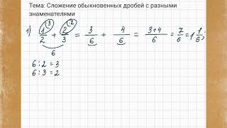 сложение дробей с разными знаменателями