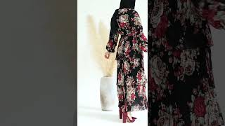 Muslim Women Chiffon Printed Abaya Dress For Casual Party Wear | Abaya | Muslim Dress