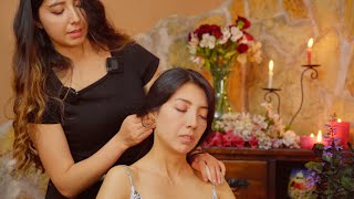 Darlyn's soft spoken ASMR massage, hair care & braiding with relaxing sounds to help you sleep 😌