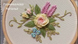 МК. Встречаем весну! Часть 1. Роза. Лаванда. Embroidery. Welcome to spring! Part 1. Rose. Lavender.