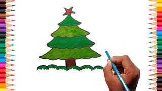 Christmas Tree drawing for toddlers || How to draw Christmas tree || @Cutedrawings01