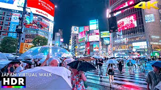 Tokyo Shibuya Heavy Rain Night Walk, Japan • 4K HDR