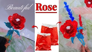 DIY Rose | ✨ MAGIC IN MINUTES: Turn Plastic Bags into Stunning Roses! 🌹| Plastic Flower banana