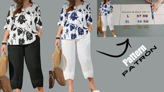 Hazlo así y será mas fácil diseñar Conjunto de Blusa y Pantalón tipo Capri o pescador para Dama