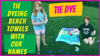 Tie Dye Beach Towels With Names | DIY | Adventures of 3 Gingers