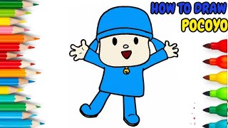 How To draw Cute Pocoyo Easy, Drawing and Coloring Pocoyo with  Shapes Drawing